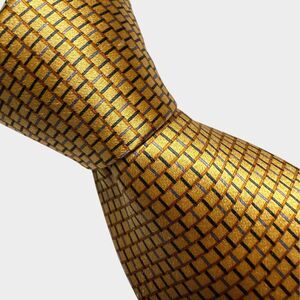 IKE BEHAR Silk Tie USA MADE Geometric 100% Silk Necktie Blue/Navy/Yellow